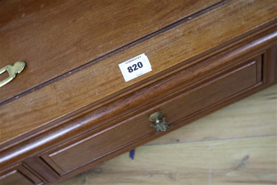 A low Chinese hardwood three drawer table, W.127cm